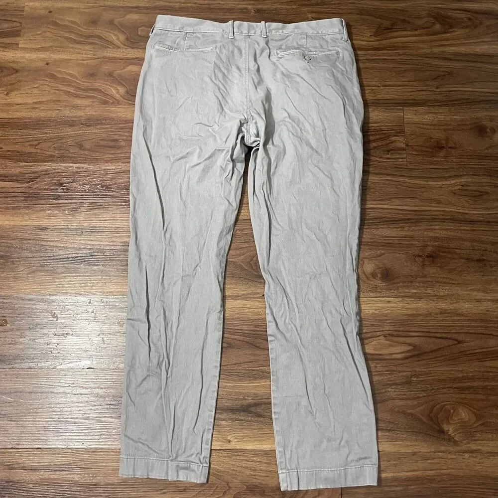 J.Crew Chino Pants Flat Front 770 Straight Cotton Gray Mens Size 36x32